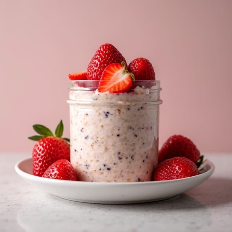 Strawberry Shortcake Protein Overnight Oats