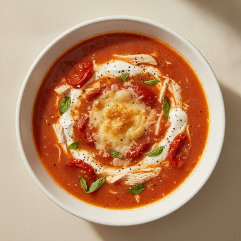 Roasted Tomato Basil Soup with Parmesan