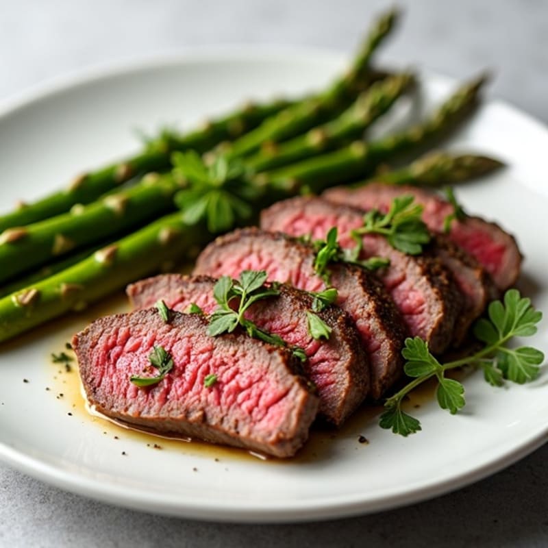 Garlic Herb Roasted Beef with Crispy Asparagus