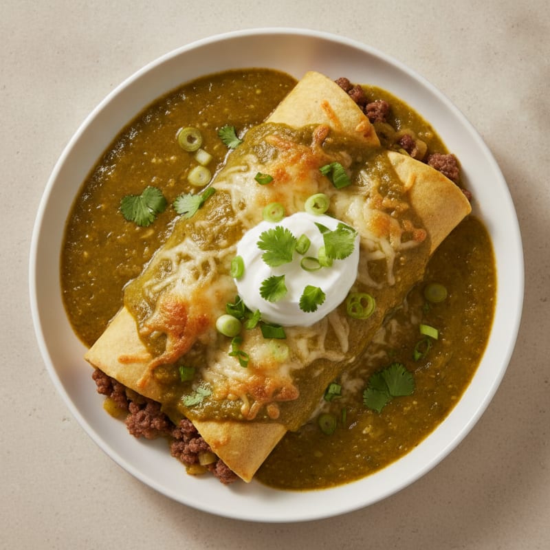 Green Chile Beef Enchiladas