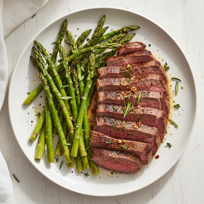 Garlic Herb Roasted Beef with Asparagus