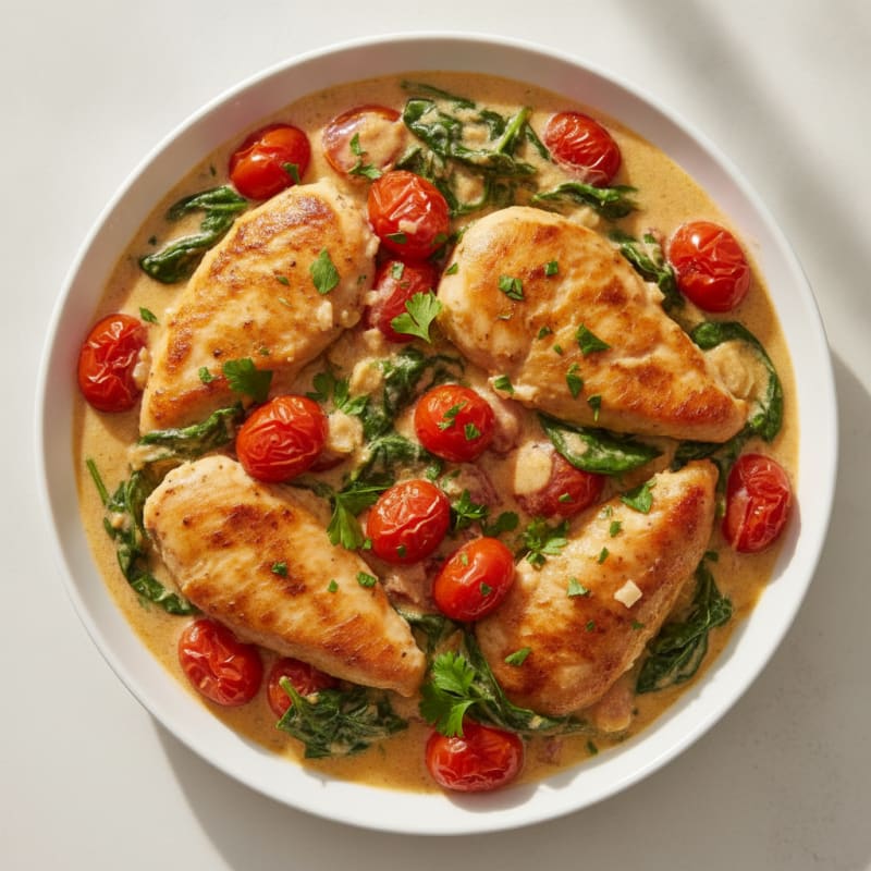 Creamy Chicken with Roasted Tomatoes