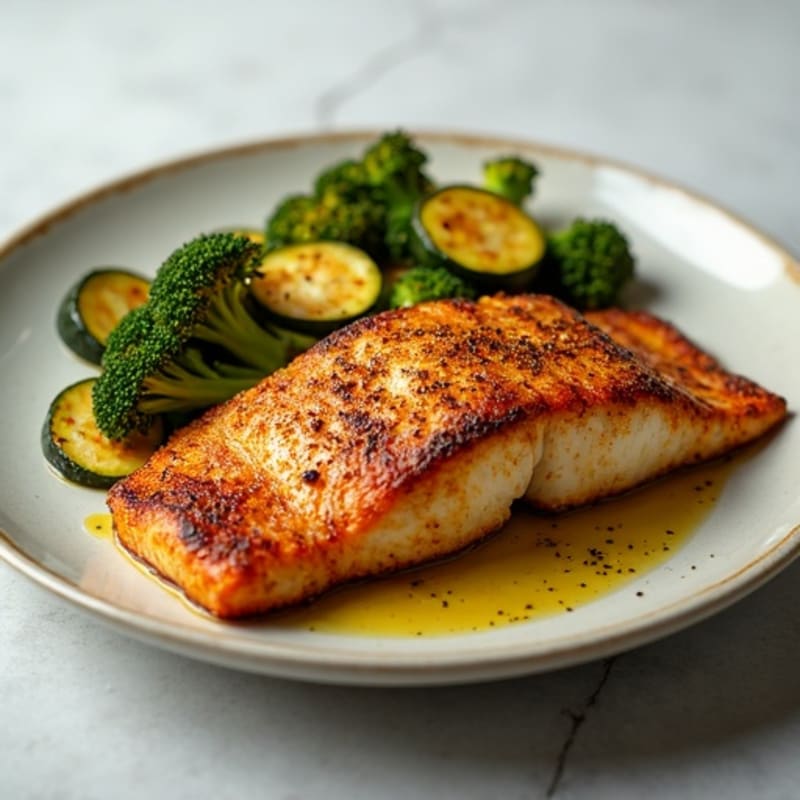 Crispy Blackened Catfish with Roasted Vegetables
