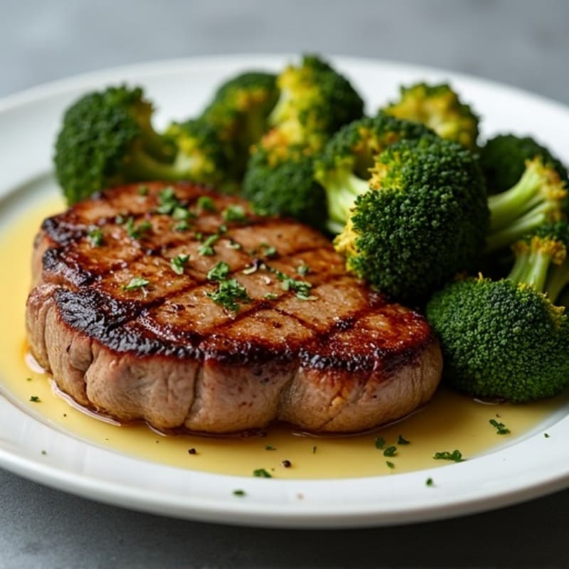 Pan-Seared Ribeye Steak with Crispy Roasted Broccoli