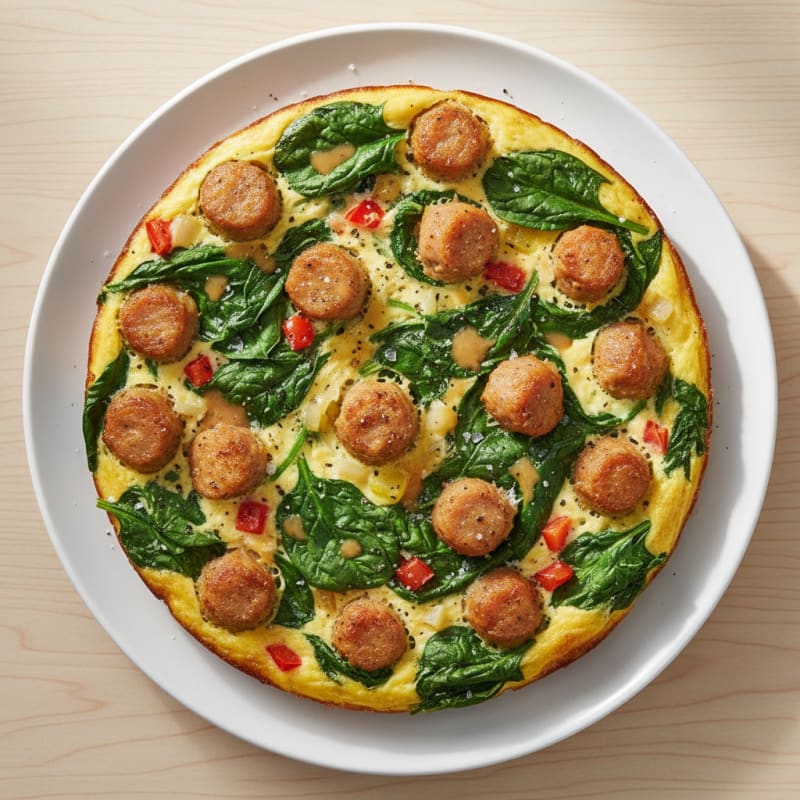 Chicken Sausage and Spinach Egg Bake