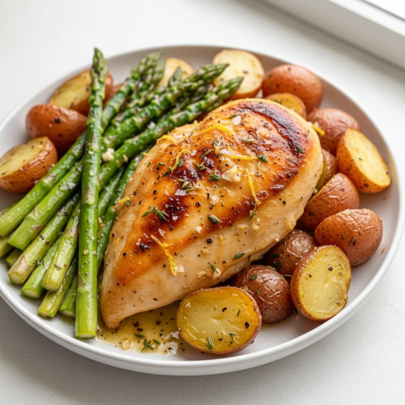 Zesty Lemon-Herb Roasted Chicken and Asparagus