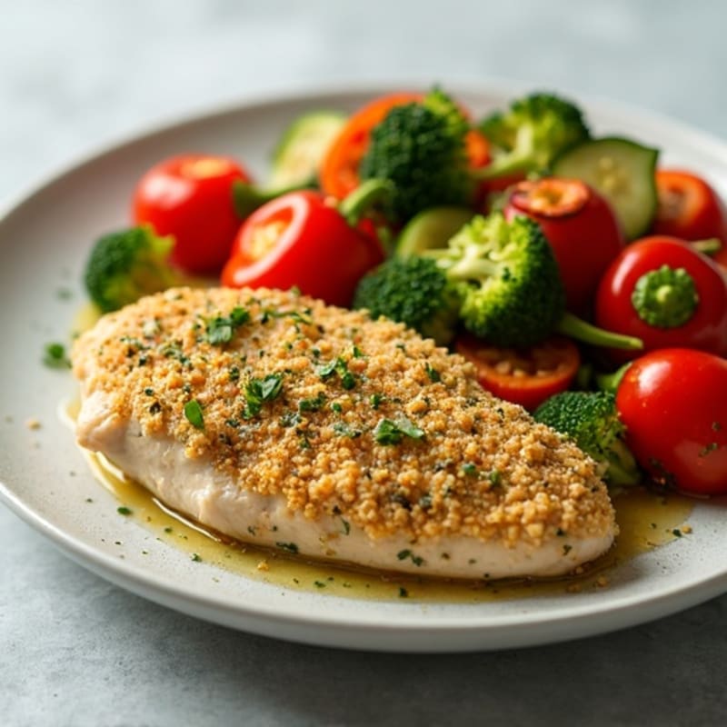 Herb-Crusted Lemon Garlic Chicken with Roasted Vegetables
