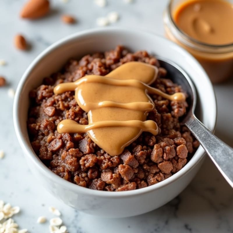 Chocolate Protein Baked Oats with Creamy Nut Butter Drizzle