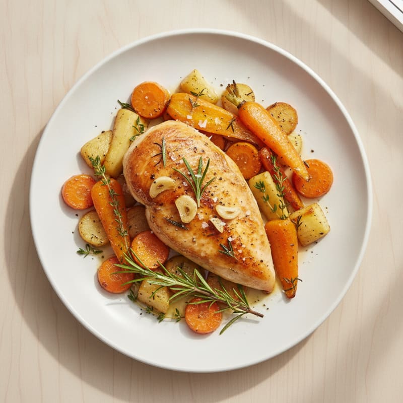 Garlic Herb Roasted Chicken with Root Vegetables