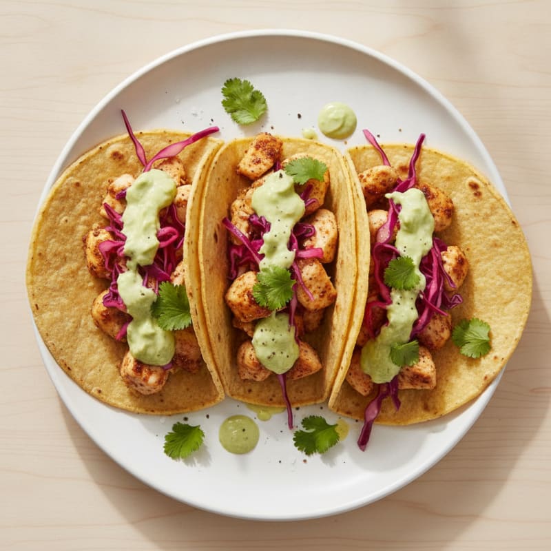 Chicken Tacos with Avocado Crema