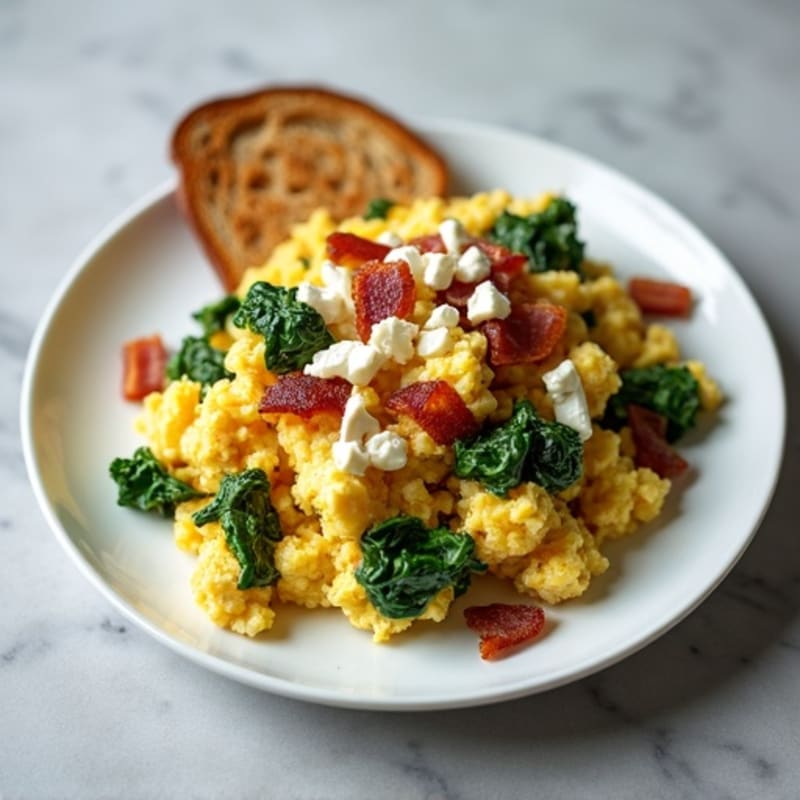 Egg White Scramble with Spinach and Turkey Bacon