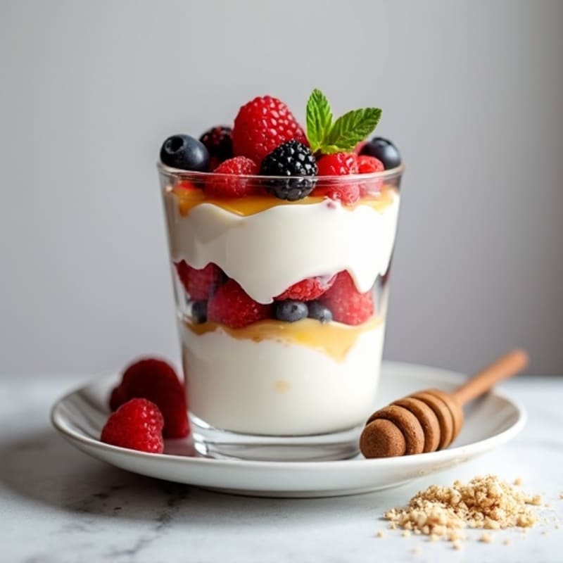 Greek Yogurt Protein Parfait with Mixed Berries