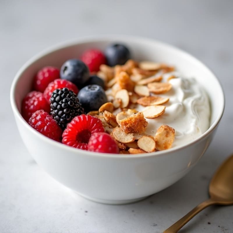 Creamy Greek Yogurt Protein Bowl with Berries and Almonds