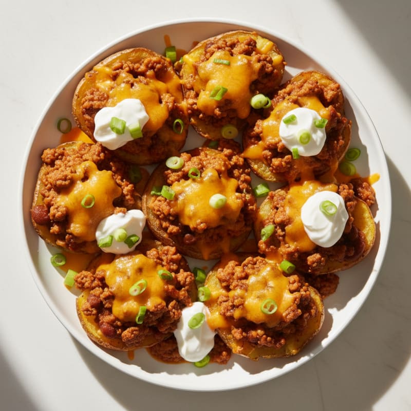 Crispy Chili Cheese Potato Skins