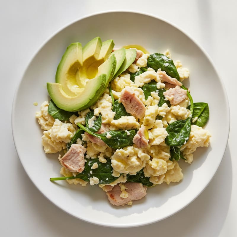 Egg White Scramble with Turkey Breast and Spinach