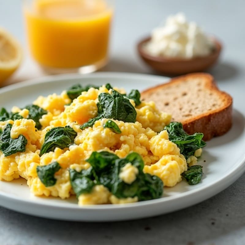 Egg White and Spinach Scramble with Cottage Cheese