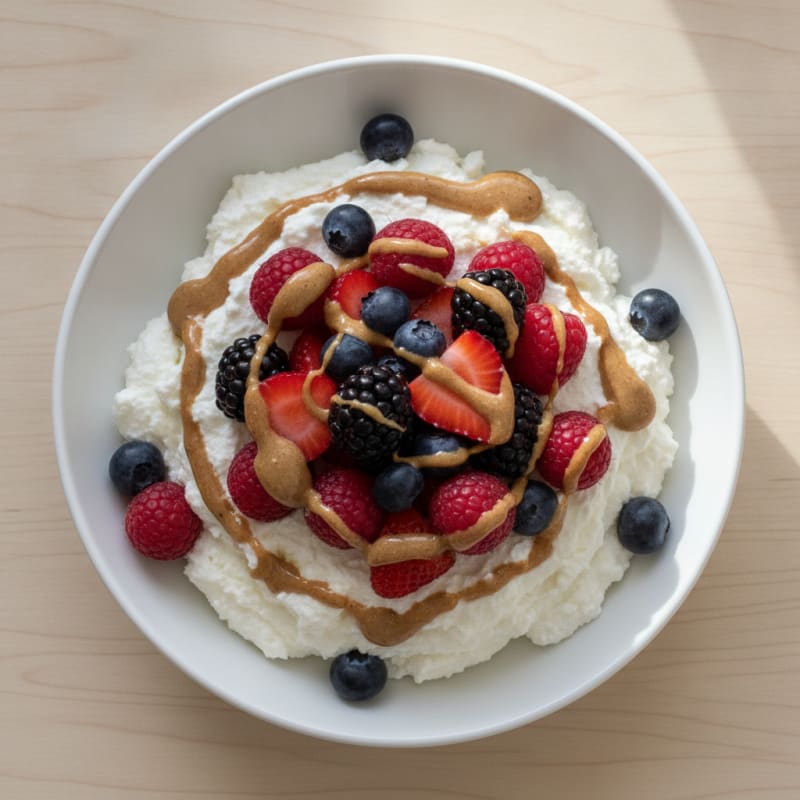 Greek Yogurt Protein Mousse with Mixed Berries