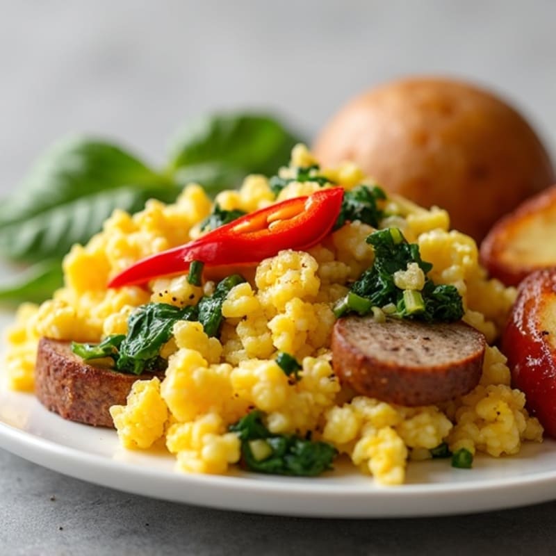 Egg and Vegetable Scramble with Crispy Potatoes