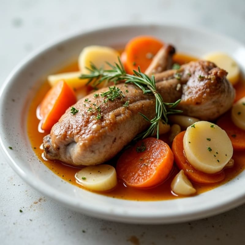 Slow Cooker Tender Herb Rabbit with Root Vegetables