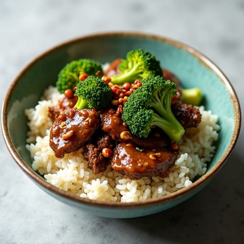 Garlic-Ginger Stir-Fried Beef and Broccoli Rice Bowl