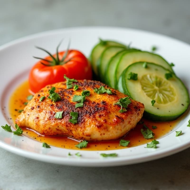 Spiced Roasted Chicken with Fresh Cucumber Tomato Salad