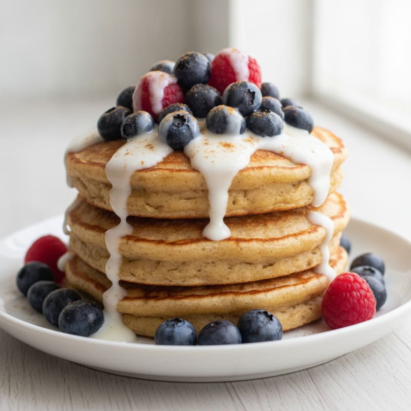 Fluffy Protein Pancakes with Berries