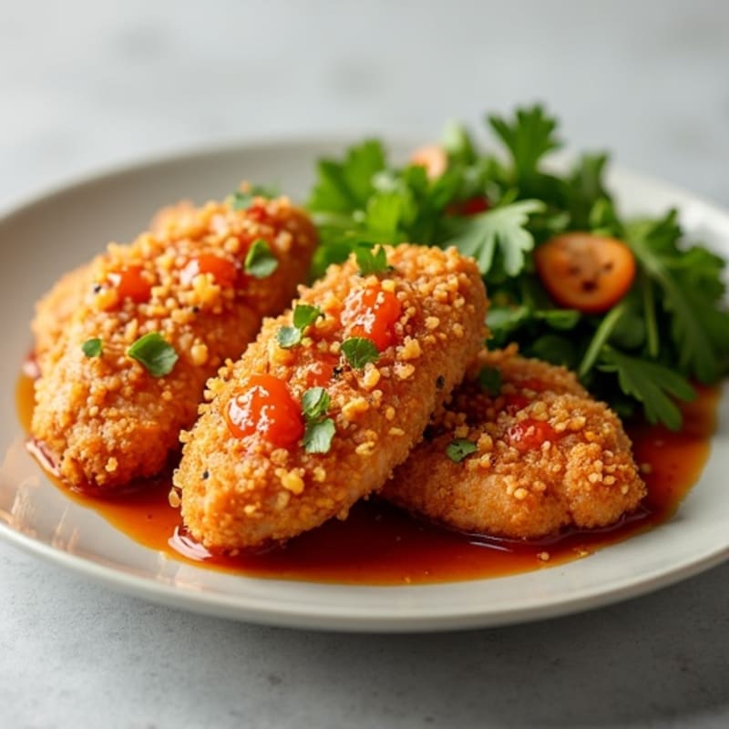 Crispy Baked Chicken with Sweet and Spicy Ginger Garlic Sauce