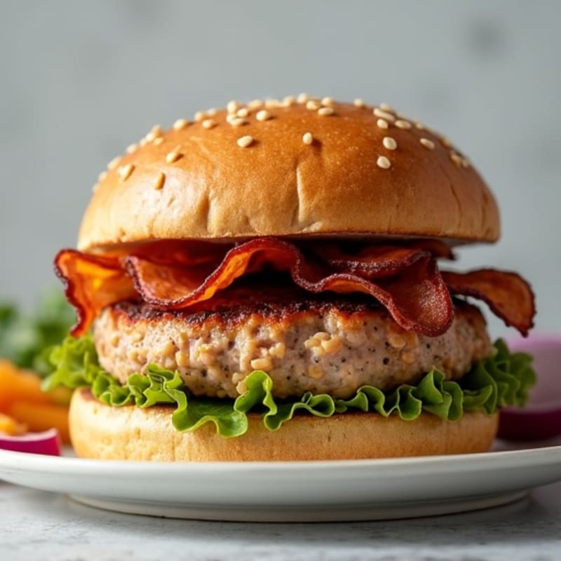 Lean Turkey-Bacon Burger with Caramelized Onions