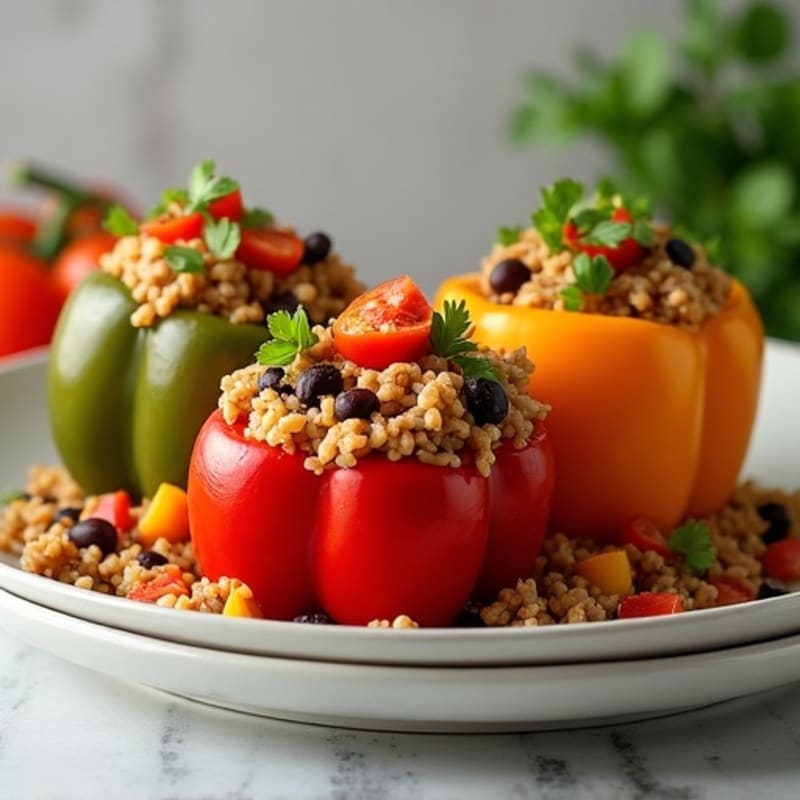 Hearty Lean Ground Turkey and Rice Stuffed Bell Peppers