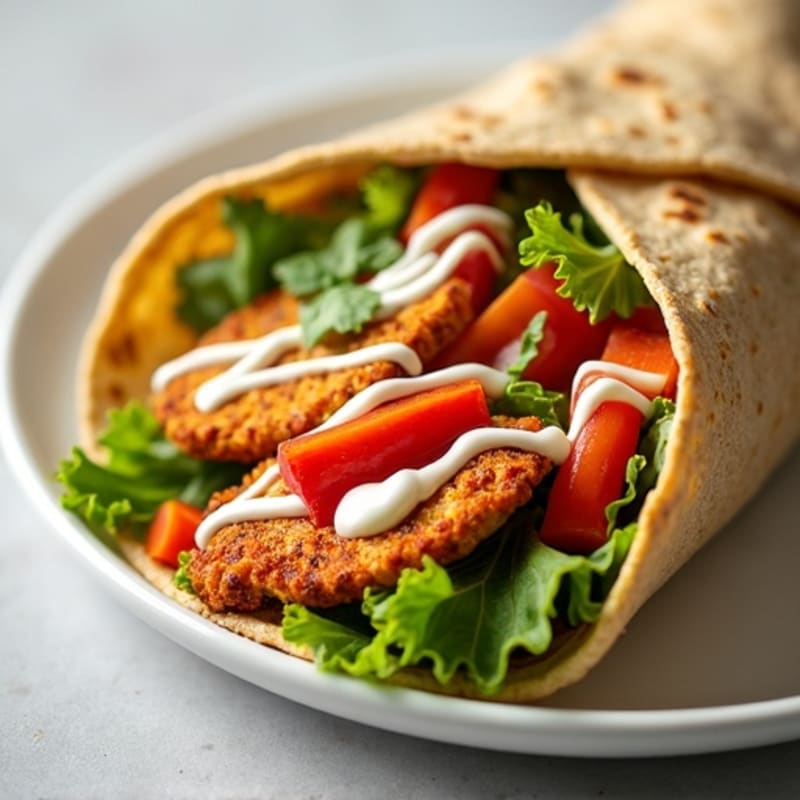 Healthy Buffalo Chicken Wrap with Crisp Veggies