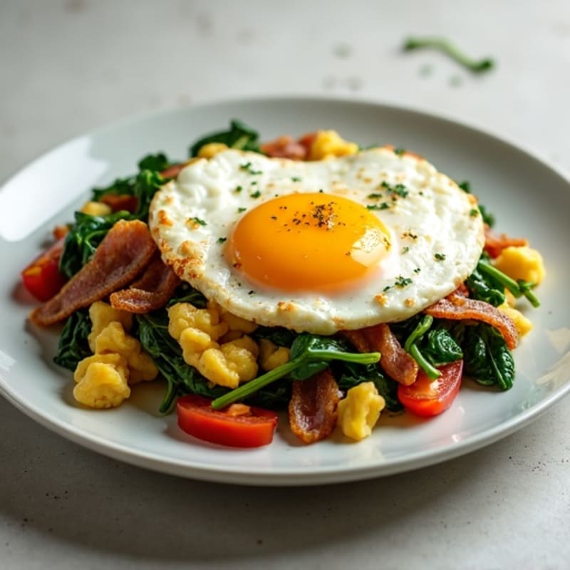 Egg White Spinach Scramble with Turkey Bacon