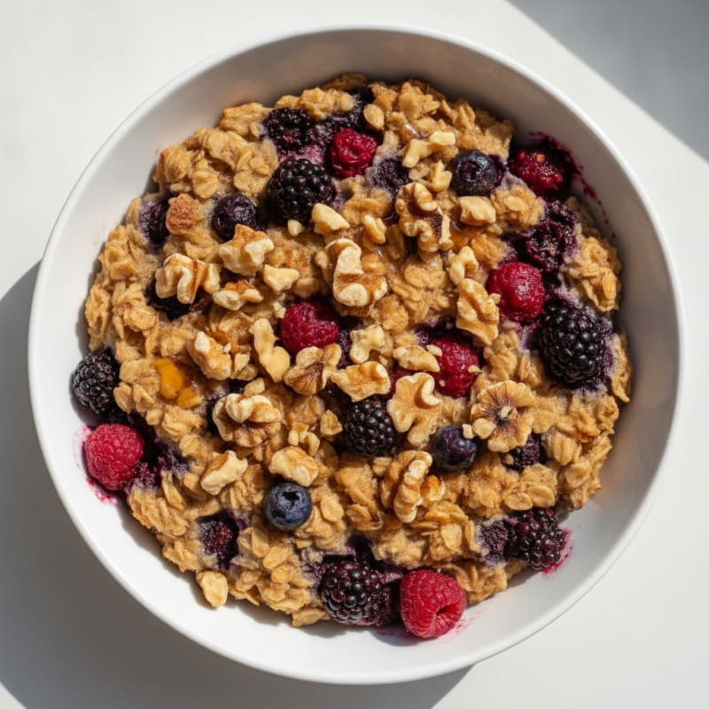 Baked Berry Oatmeal with Toasted Nuts