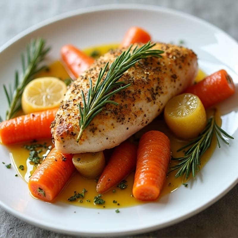 Herb-Crusted Roasted Chicken with Garlic-Rosemary Root Vegetables