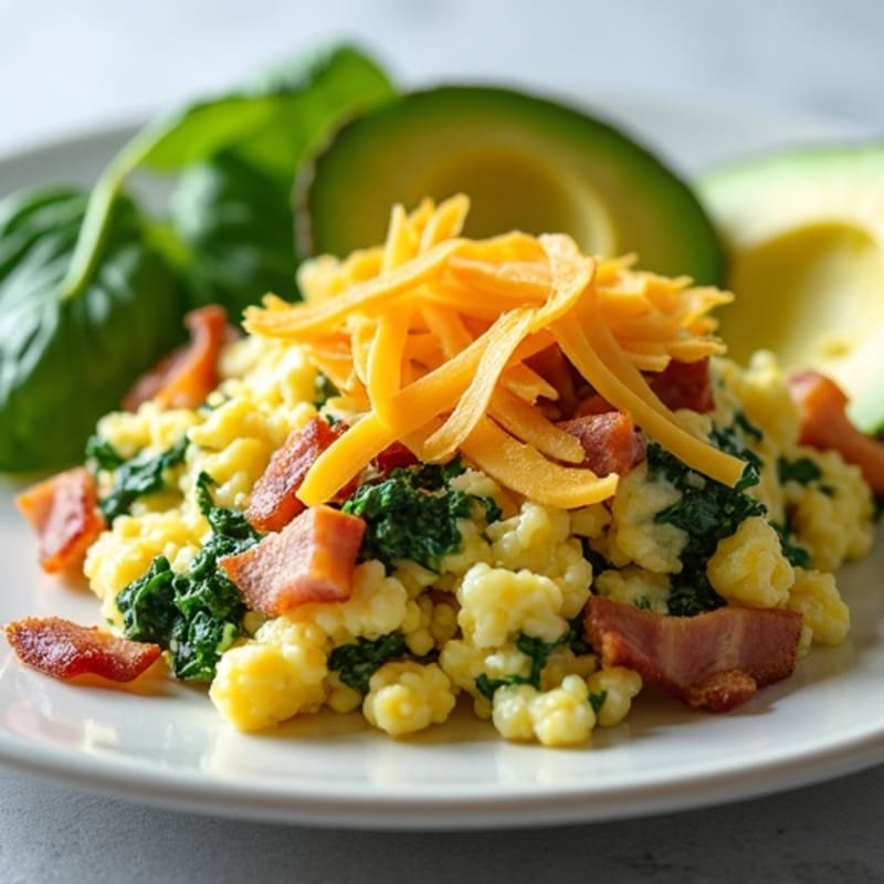 Egg White Scramble with Spinach and Turkey Bacon