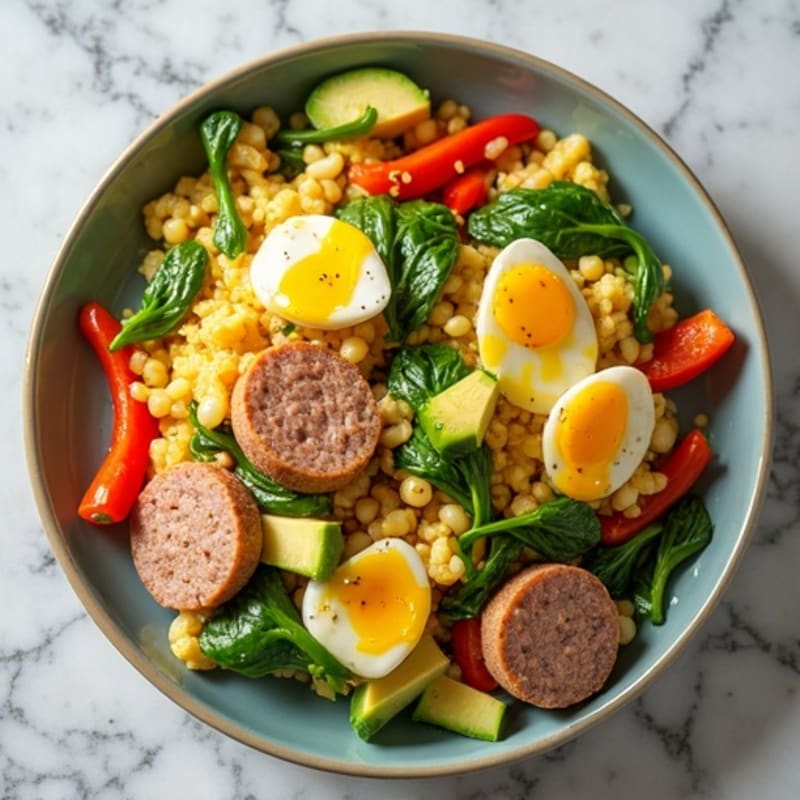 Egg White Veggie Scramble with Turkey Sausage