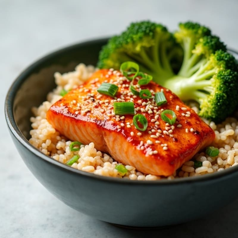 Flaky Ginger-Sesame Salmon Rice Bowl