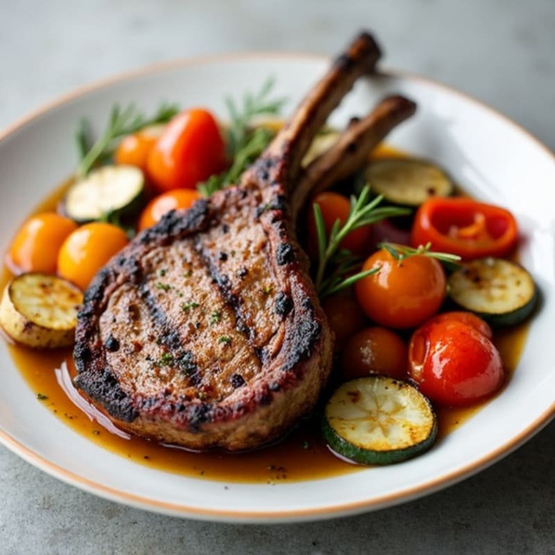 Grilled Herb Lamb Chops with Roasted Vegetables