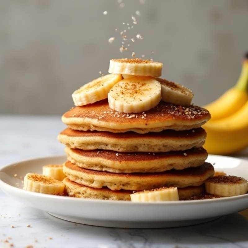 Fluffy Banana Protein Pancakes with Warm Cinnamon Bananas
