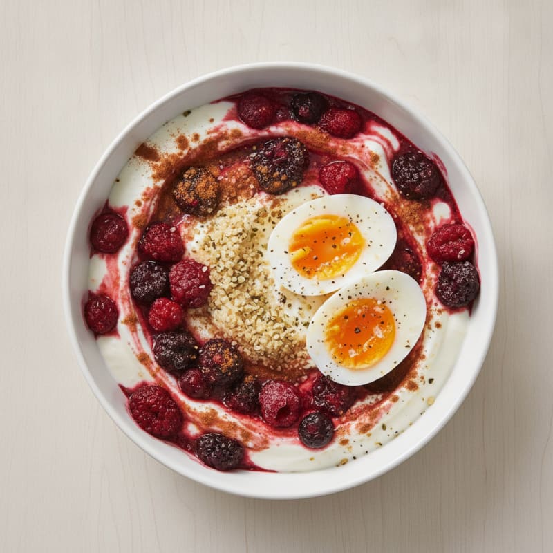 Greek Yogurt Fruit and Egg Bowl