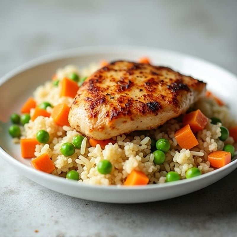 Pan-Seared Chicken with Savory Cauliflower Fried Rice