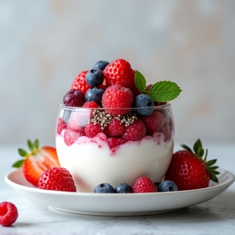 High-Protein Greek Yogurt Parfait with Chia Seeds and Mixed Berries