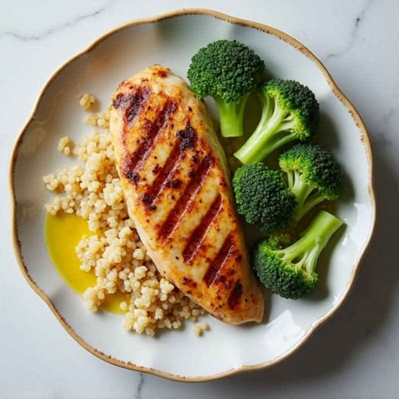 Grilled Chicken Breast with Roasted Broccoli and Quinoa