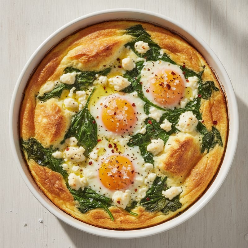 Baked Eggs with Spinach and Feta