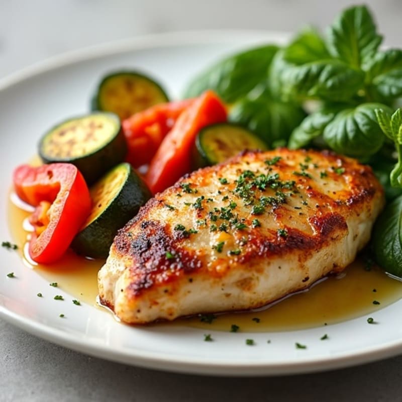 Herb-Crusted Pan Seared Chicken with Roasted Vegetables