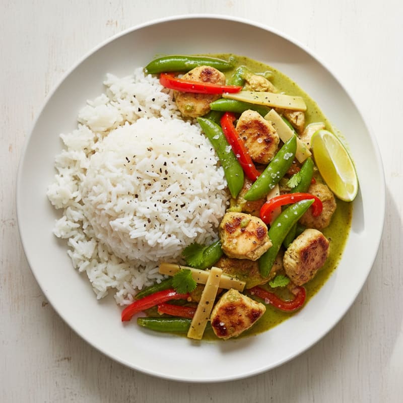 Green Curry Chicken with Coconut Rice