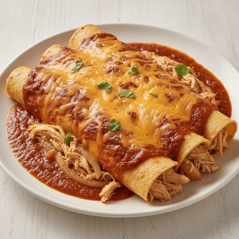 Chicken Enchiladas with Red Chili Sauce