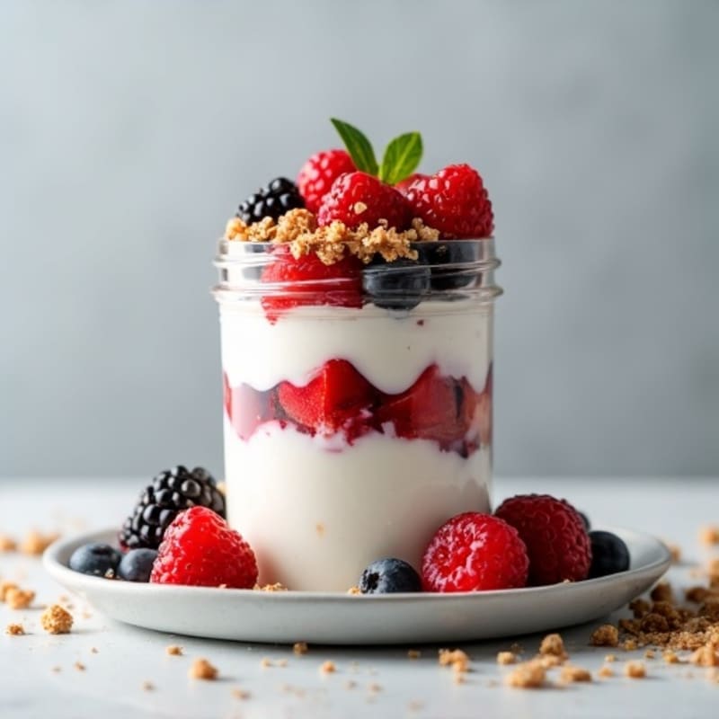 Greek Yogurt Protein Parfait with Mixed Berries