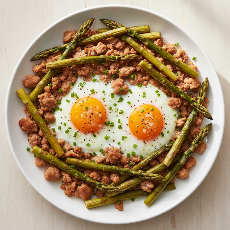 Baked Eggs with Roasted Asparagus