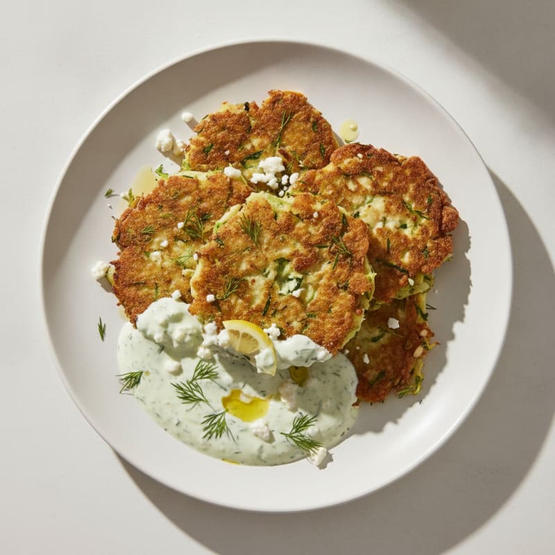 Zucchini Fritters with Dill Yogurt Sauce