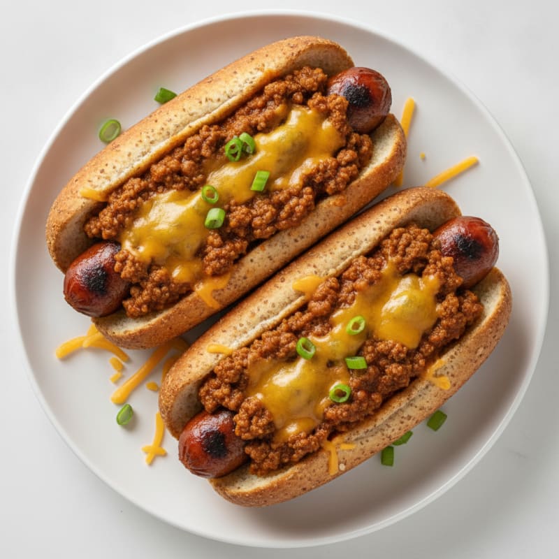 Chili Cheese Beef Hot Dogs